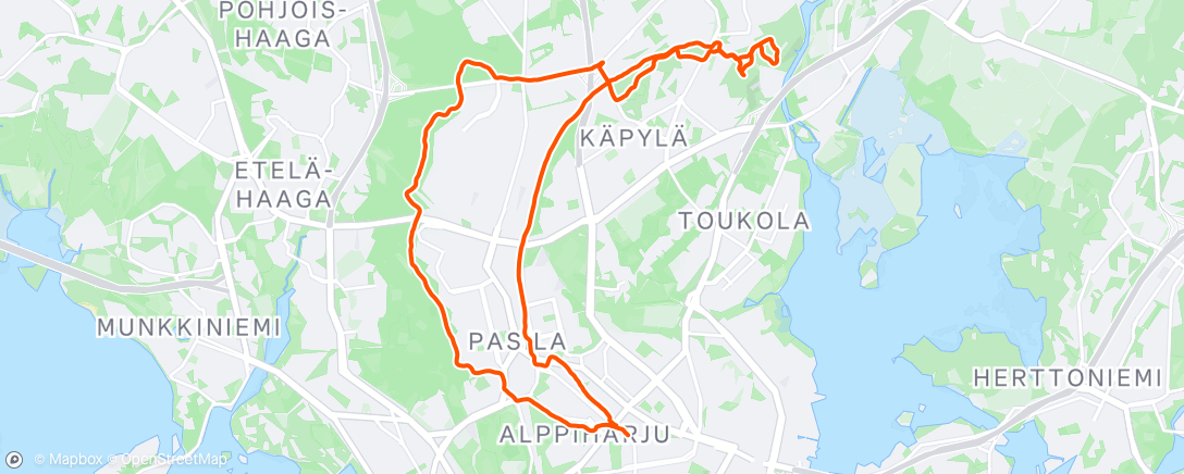 Map of the activity, Afternoon Run