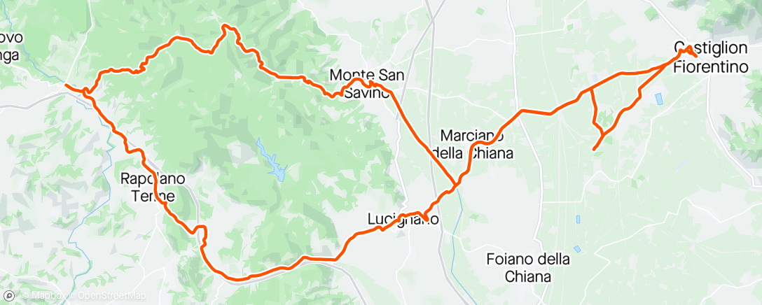 Mapa da atividade, Road Venge: Castiglioni-Marciano-Lucignano-Rigomagno-Colonna del Grillo-Palazzuolo-Monte San Savino-Marciano-Selve-Back