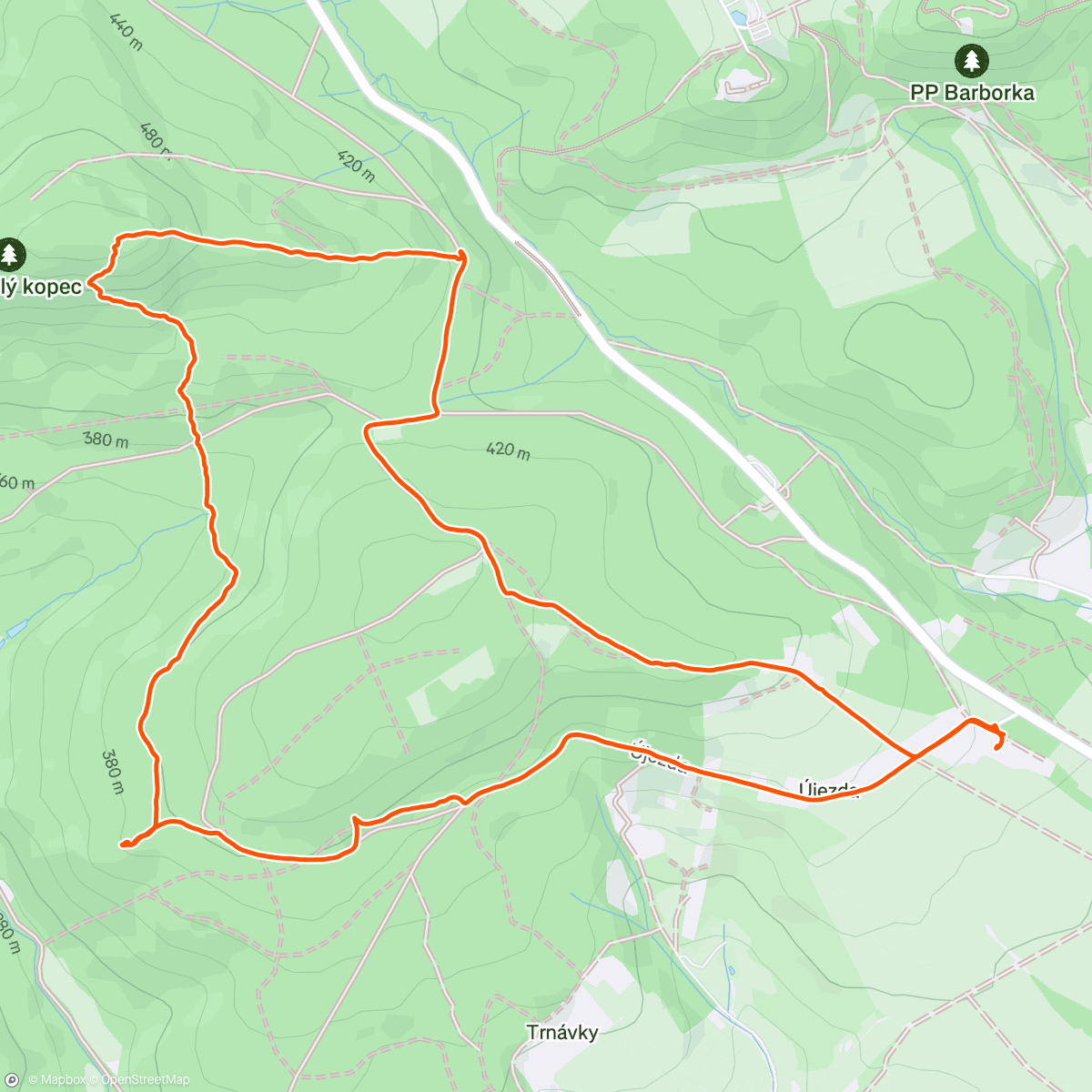 Map of the activity, průzkum terénu na Holém kopci🏃‍♀️🏃