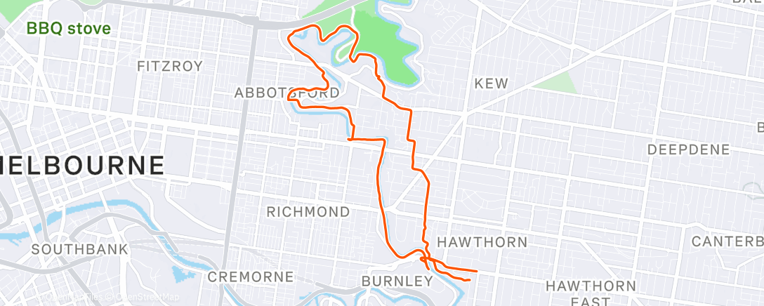 Map of the activity, Afternoon Run