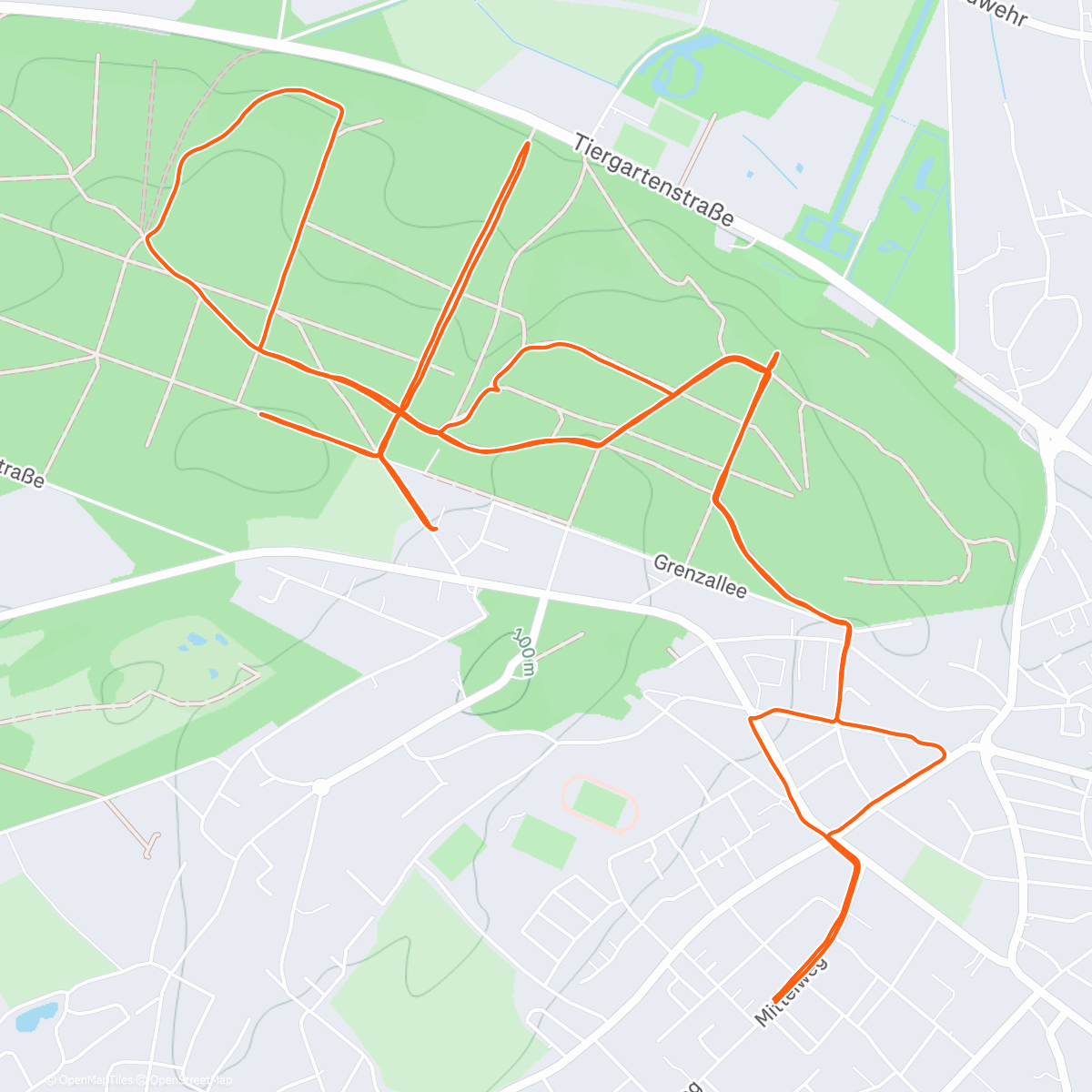 Map of the activity, Afternoon Trail Run