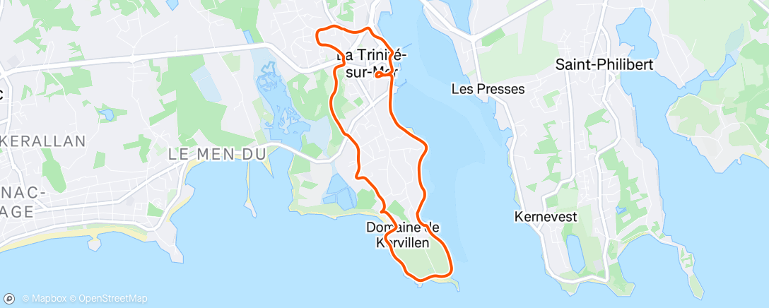Map of the activity, Course à pied en soirée