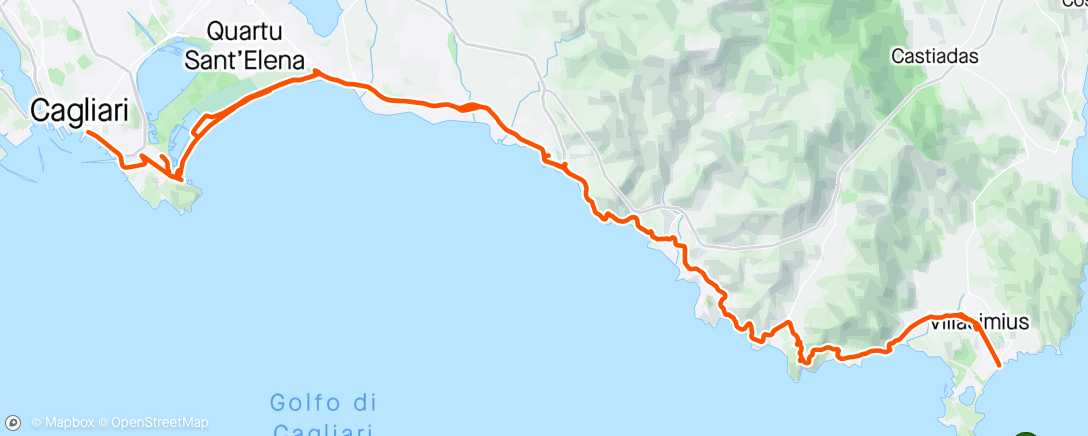 Map of the activity, Sardinia 🇮🇹 - Cagliari to Villasimius