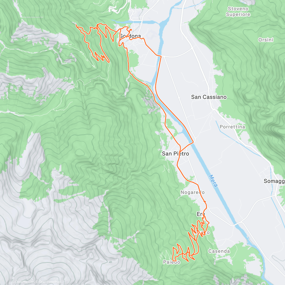 Map of the activity, Paiedo + Montello