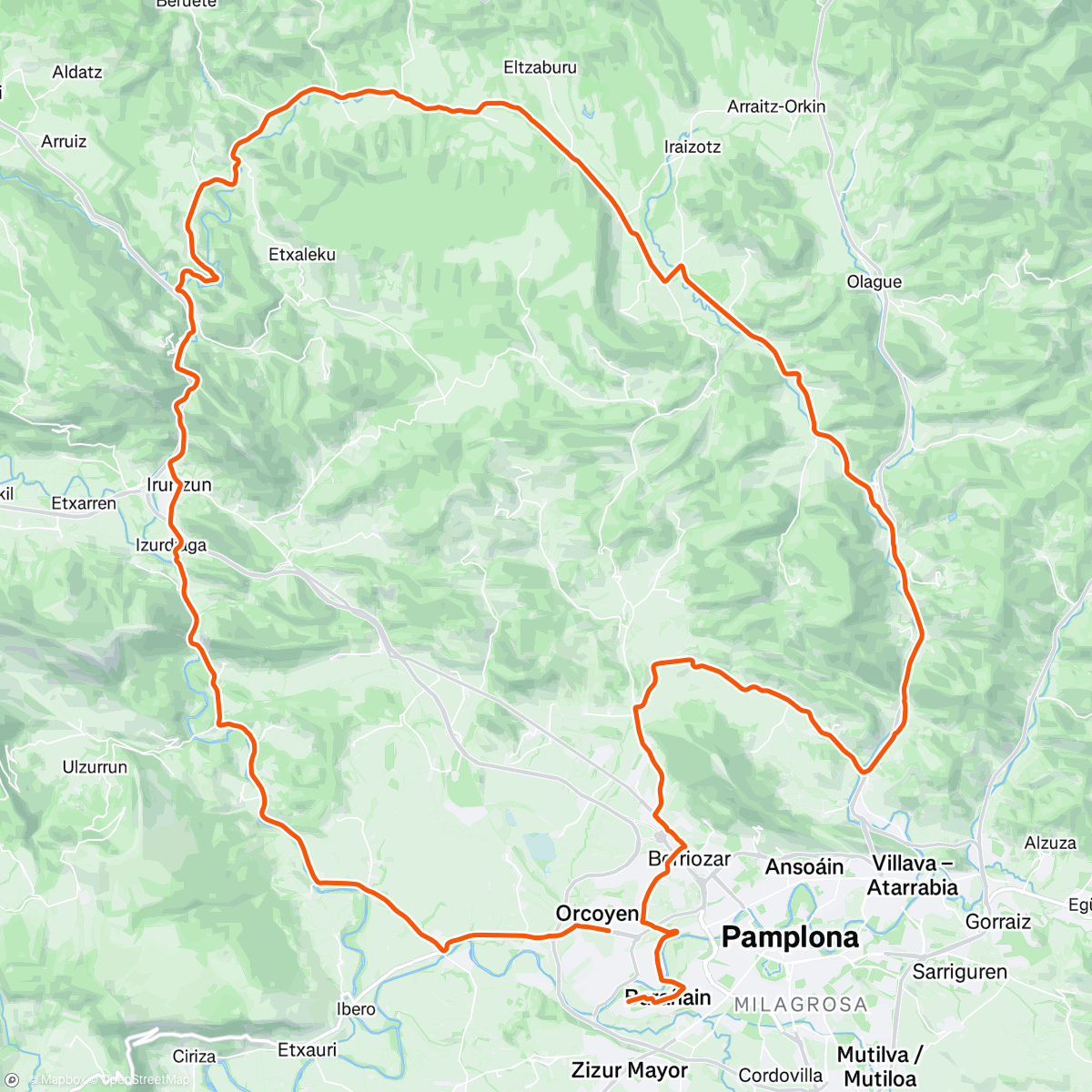 Map of the activity, Bicicleta por la mañana