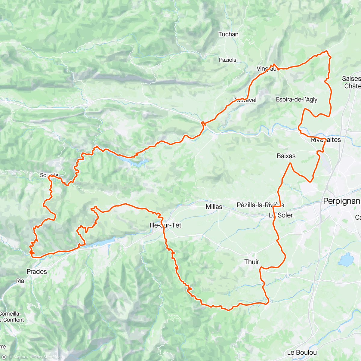 Map of the activity, Cyclo 66 degrés SUD Rivesaltes