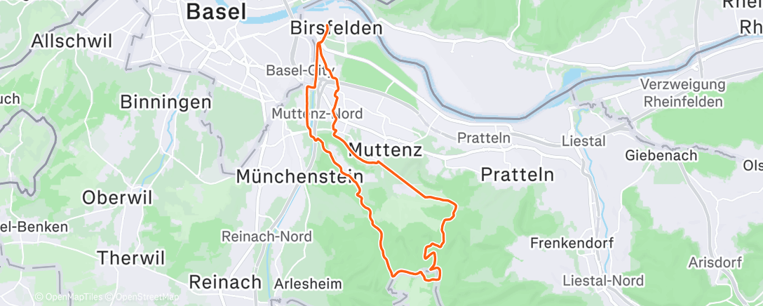 Map of the activity, Lunch Mountain Bike Ride