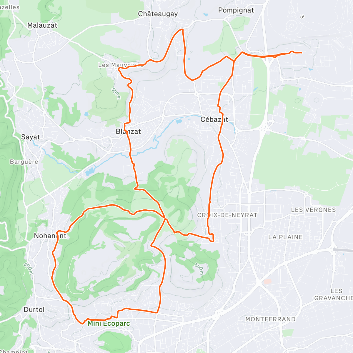 Map of the activity, Sortie VTT le midi