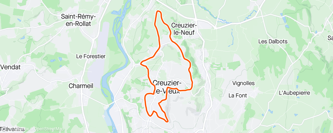 Map of the activity, Fartlek in Creuzier