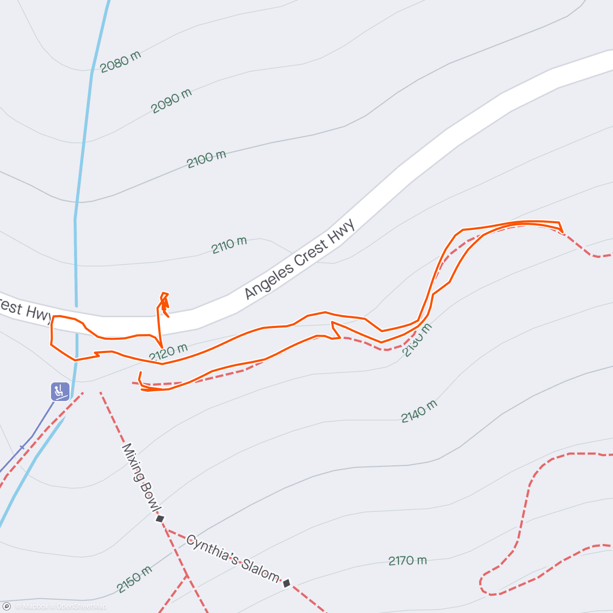 Map of the activity, Mt Waterman