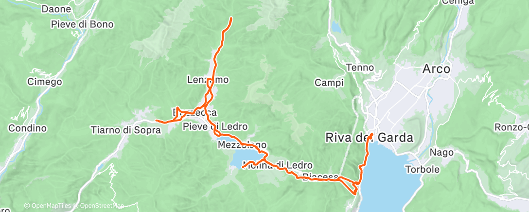 Map of the activity, "Portami a Riva in bici a bere il caffè"