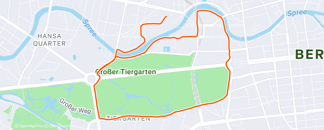 Map of the activity, Afternoon Run