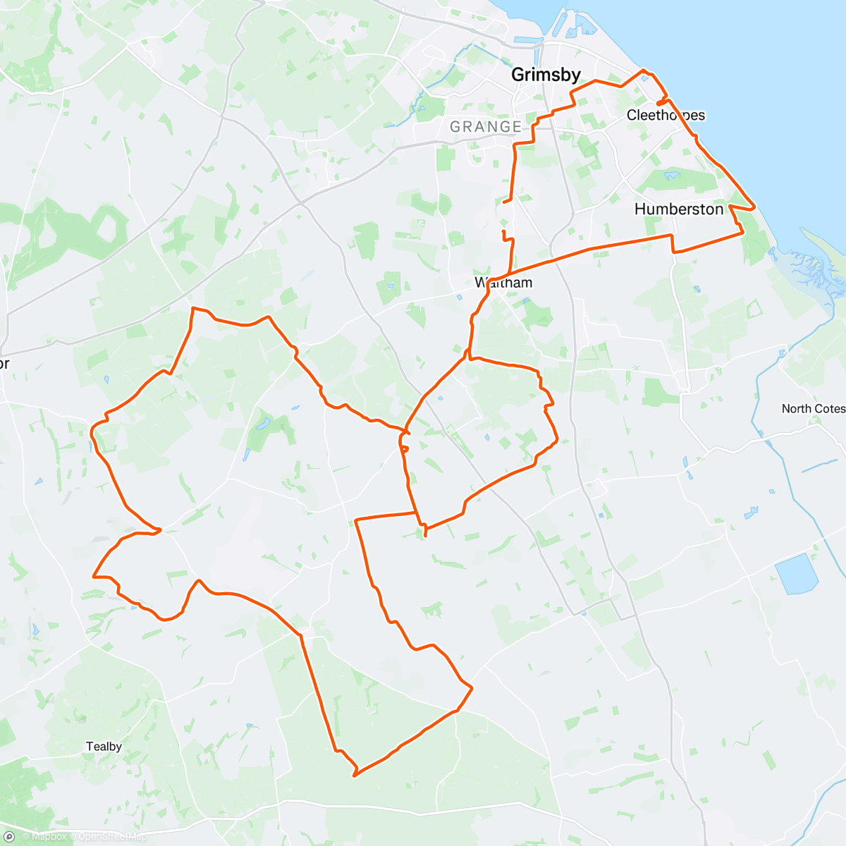 Map of the activity, Cleethorpes/Bikeathon/Wold Newton