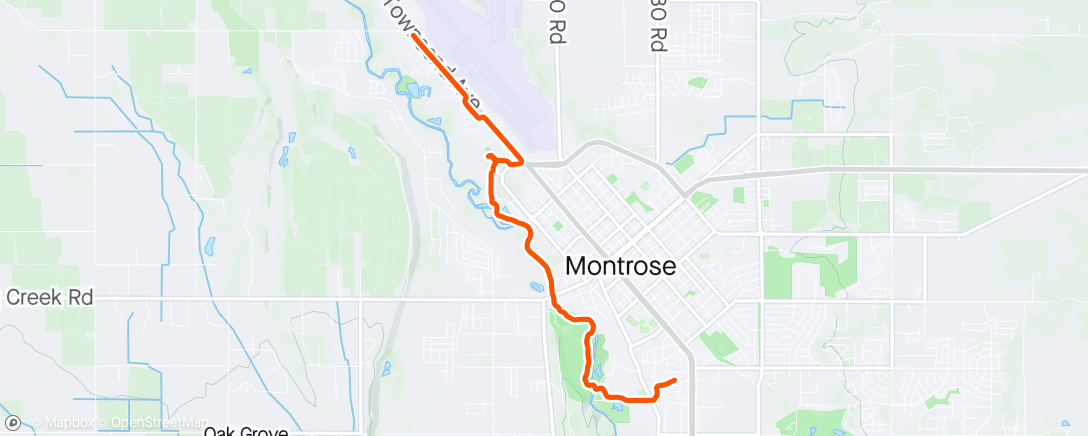 Map of the activity, Montrose Bike Commute