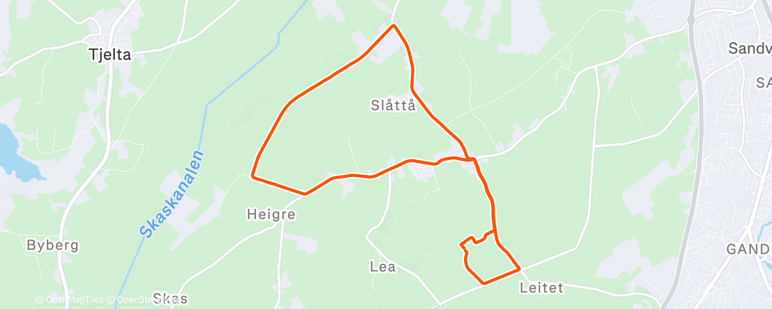 Map of the activity, Afternoon Run