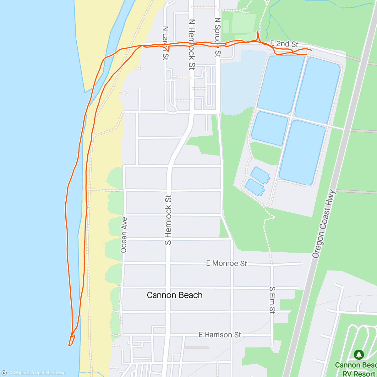 Mapa de la actividad, Cannon Beach and Haystack Rock