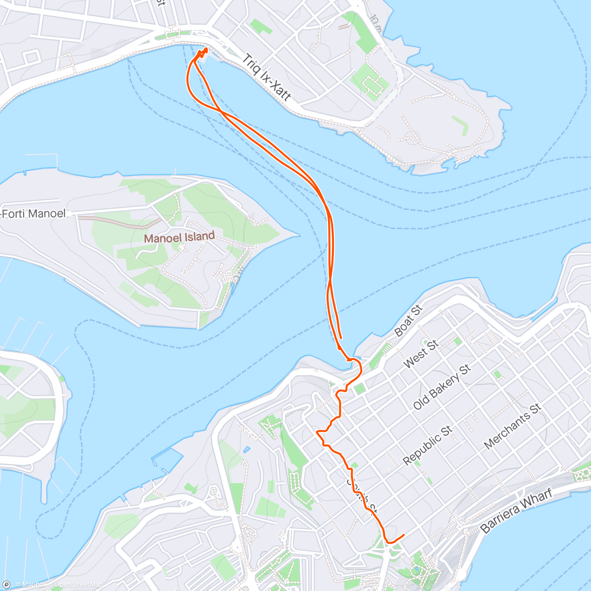 Map of the activity, Morning Workout + Ferry