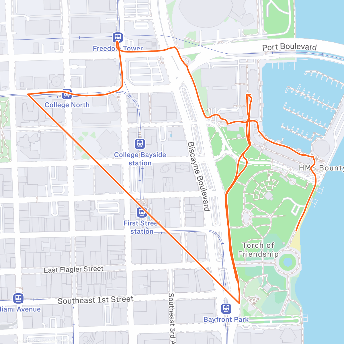 Map of the activity, Miami Zwischenstopp