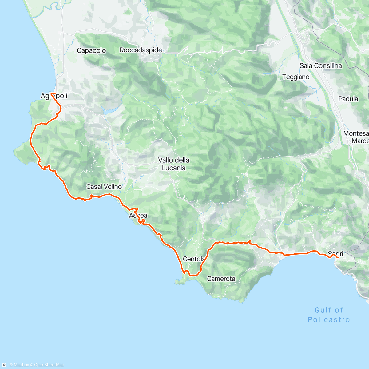 Map of the activity, Agropoli Sapri, passando dai posti più belli della costiera Cilentana. Divertimento a go go con grandi amici. Auguri a tutte le mamme