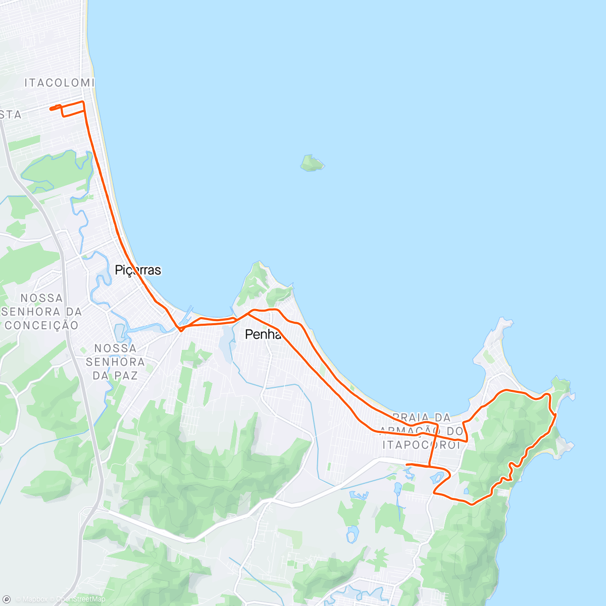 Map of the activity, Praia Vermelha