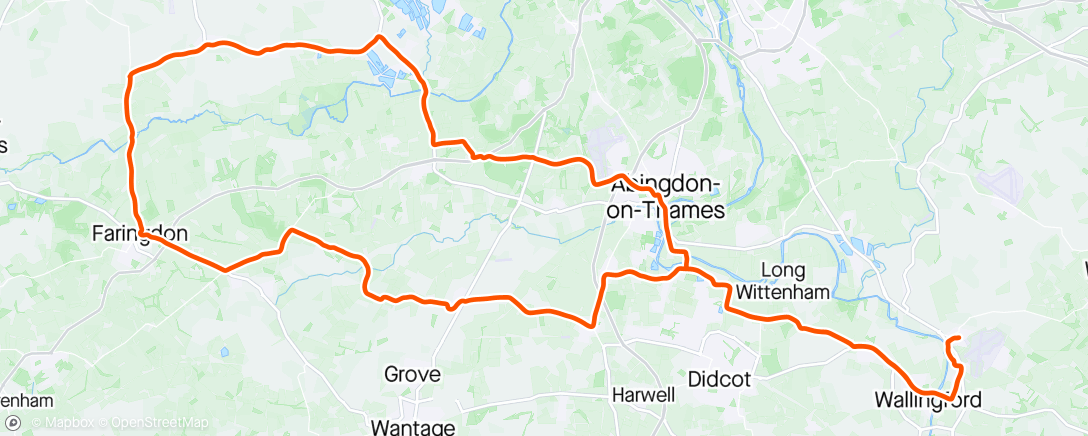 Map of the activity, Ride to Clanfield with Badger and Tom
