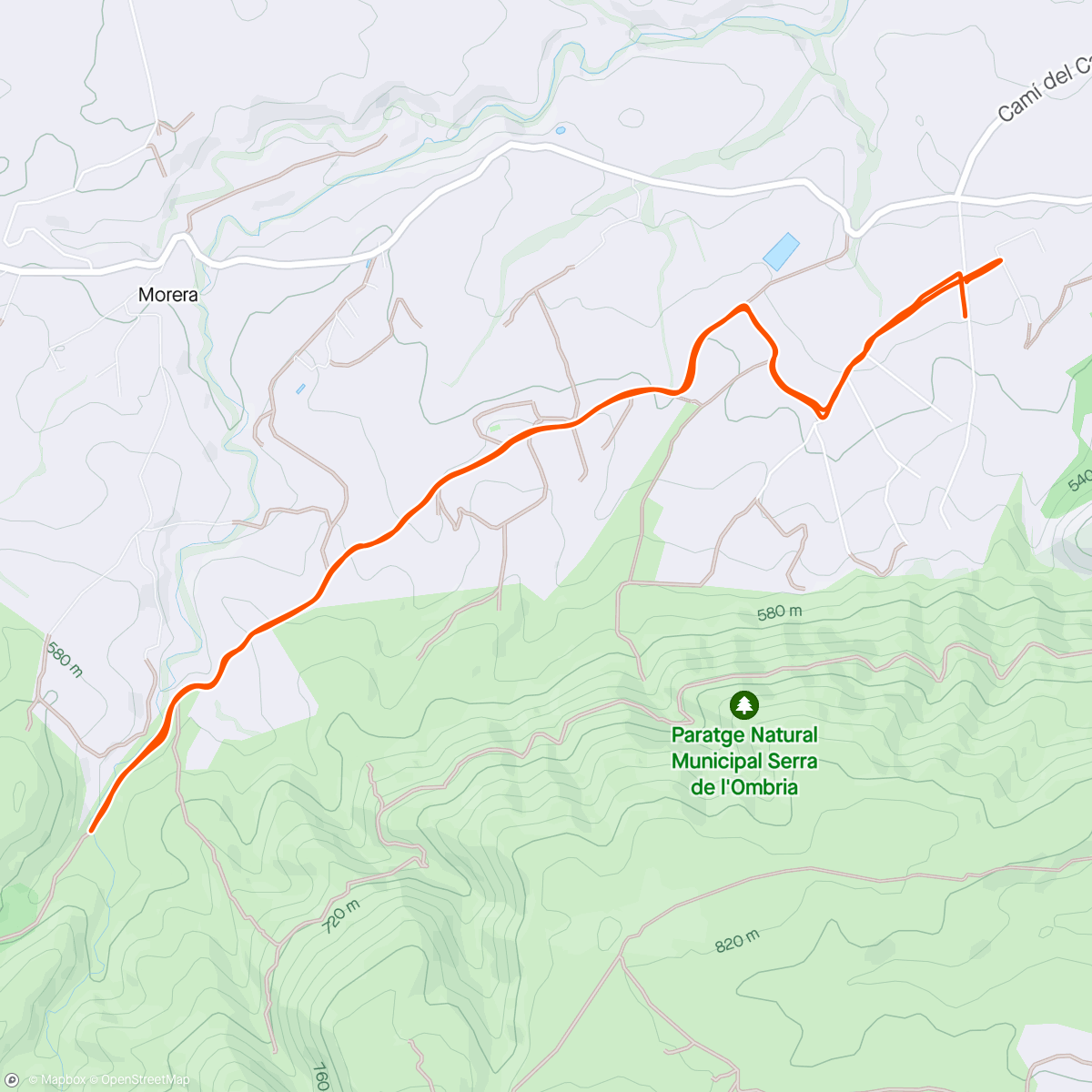 Map of the activity, Sunday morning easy trail running