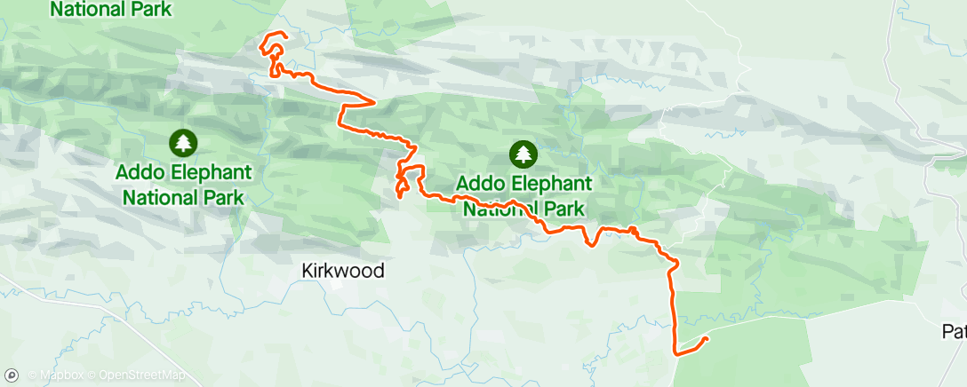 Map of the activity, Addo 100miler DNF, flip dit was rof🥵. Longe begin uit🤮 vanaf 40km bene het goed gevoel maar kon niks eet of drink nie..
