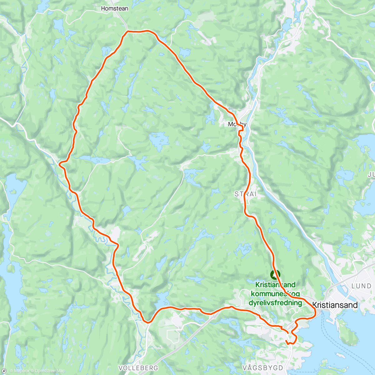 Map of the activity, Hjem-Nodeland-Vehus-Hjem