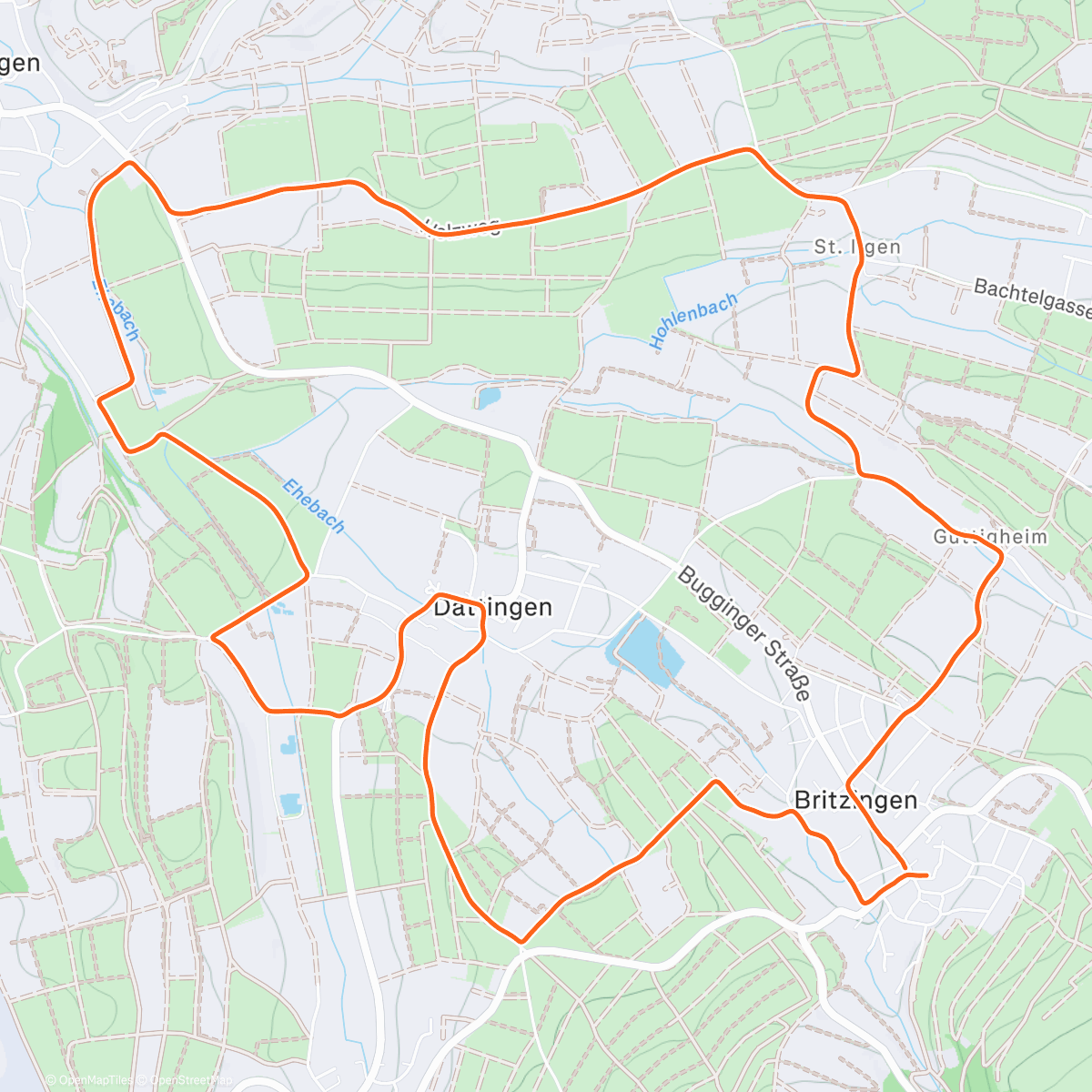 Map of the activity, Britzinger Silvesterlauf