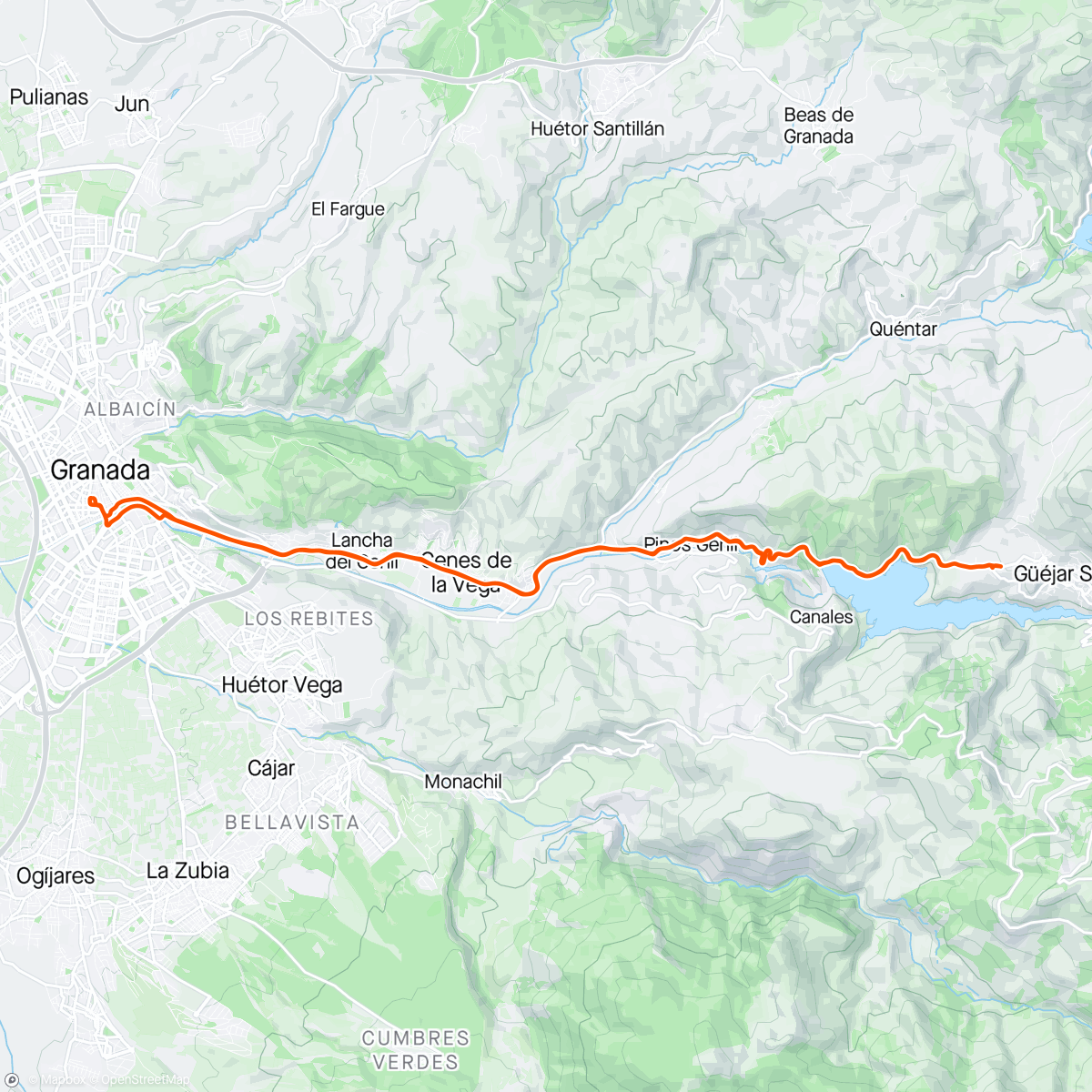 Map of the activity, Pantano Canales y Güejar Sierra