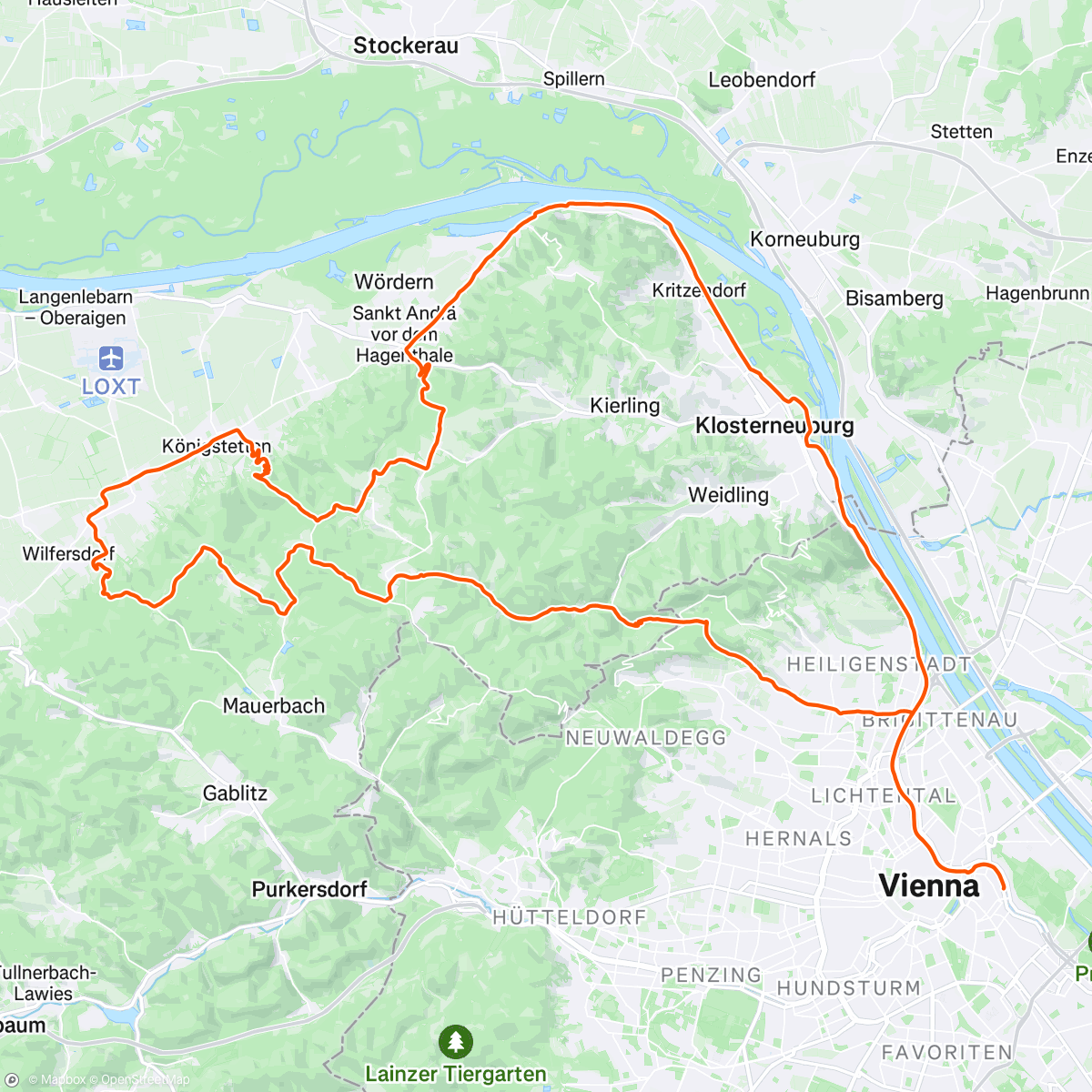 Map of the activity, Mittagsradfahrt