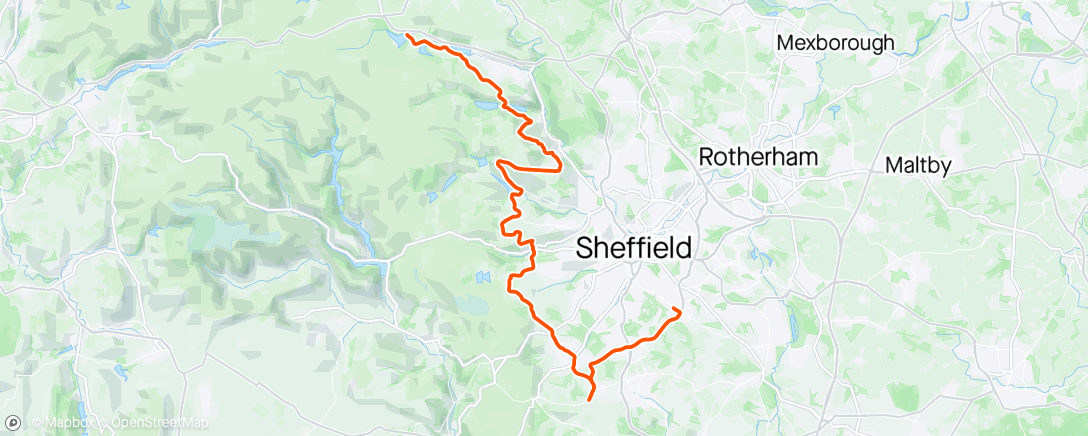 Map of the activity, To Langsett with Peaks Rides CC