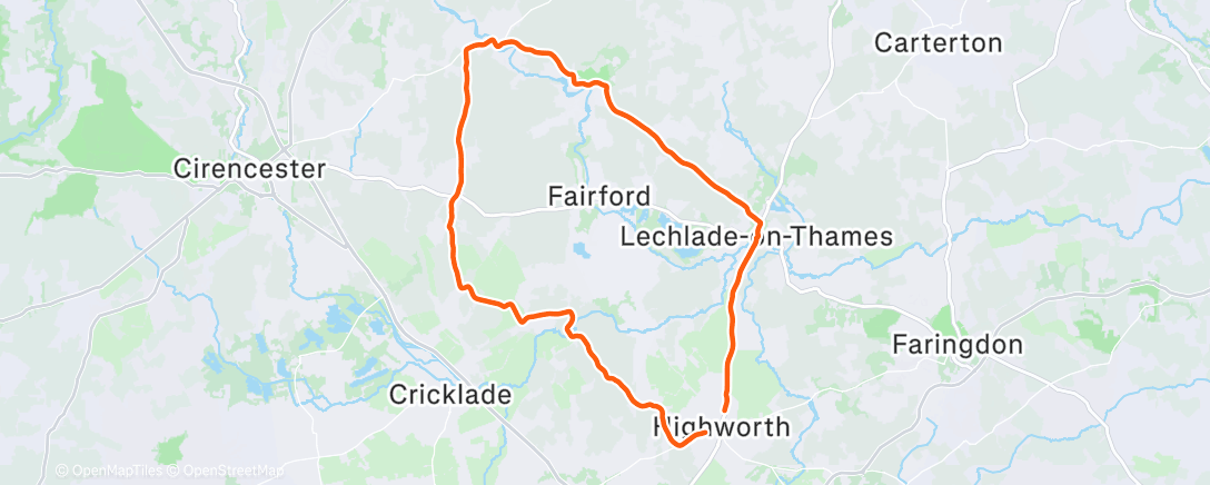 Map of the activity, Lunch Ride