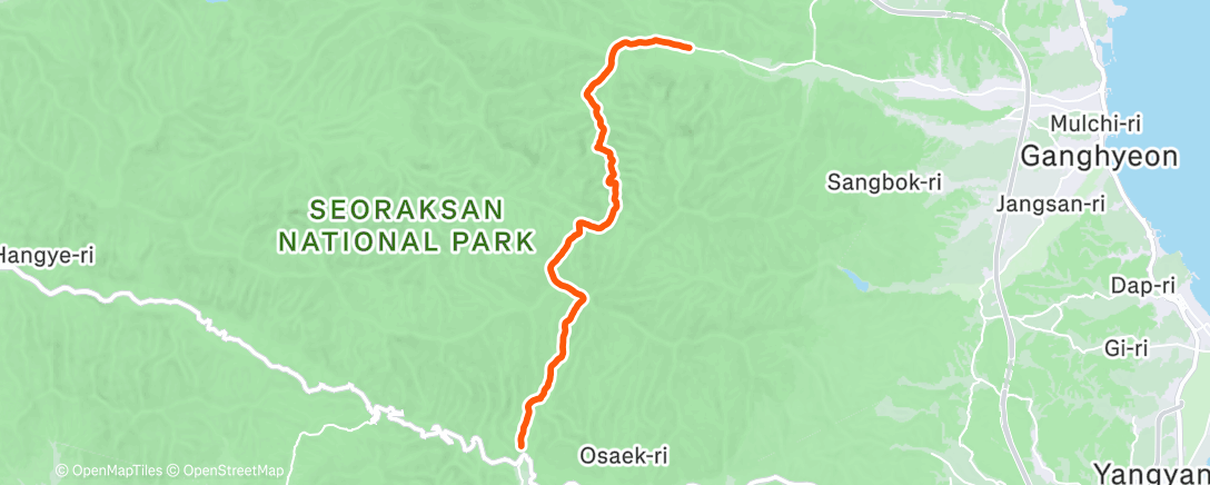 Map of the activity, Seoraksan National Park