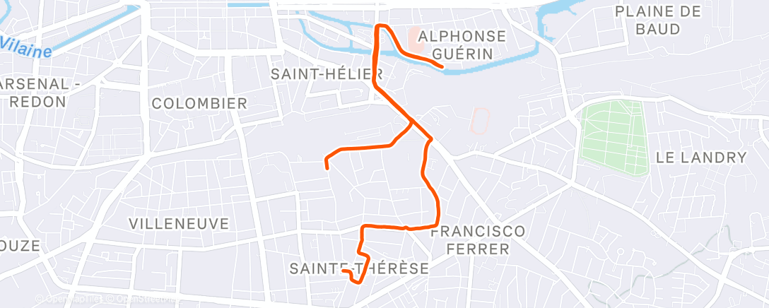 Map of the activity, Course à pied le matin