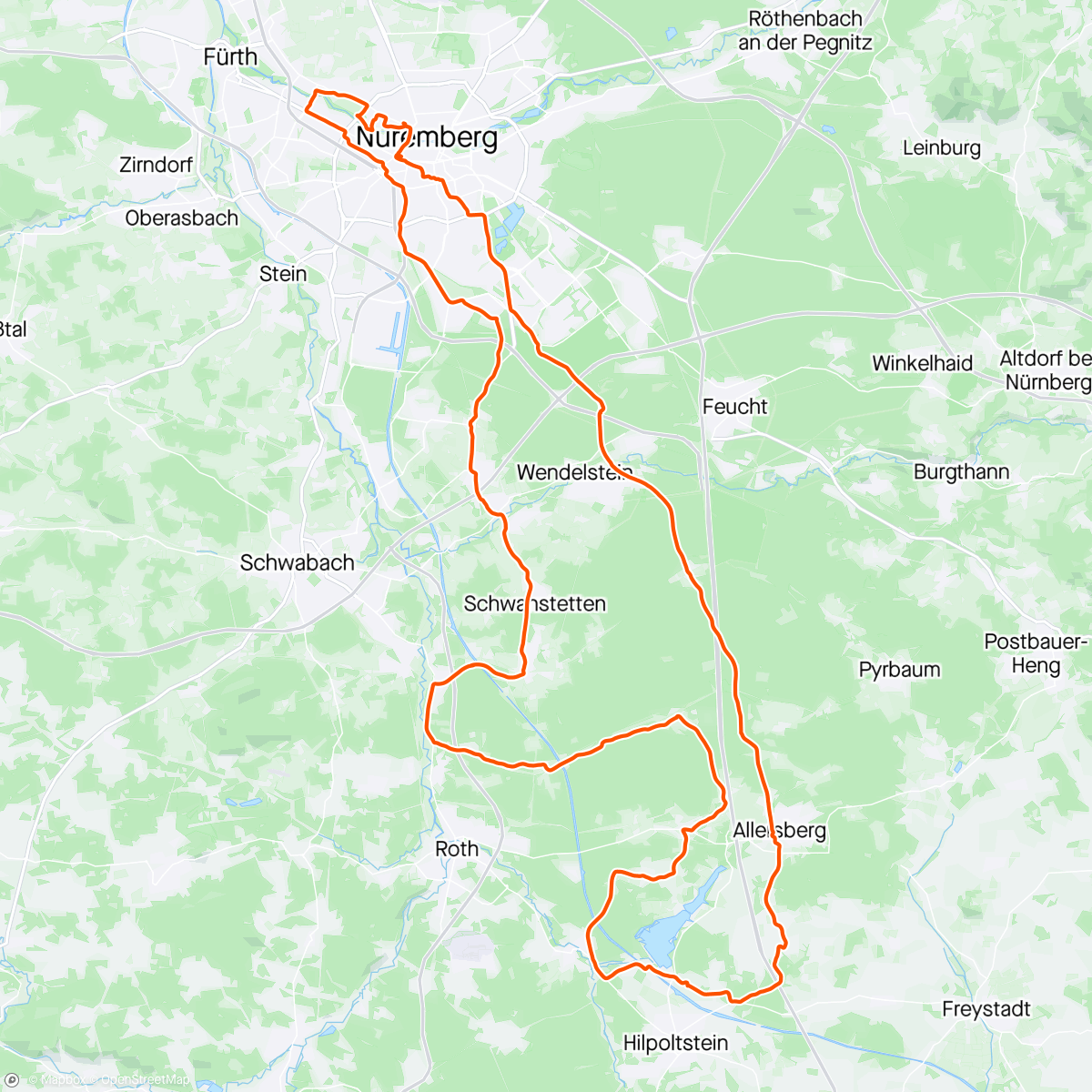 Map of the activity, on ruhetags we ride