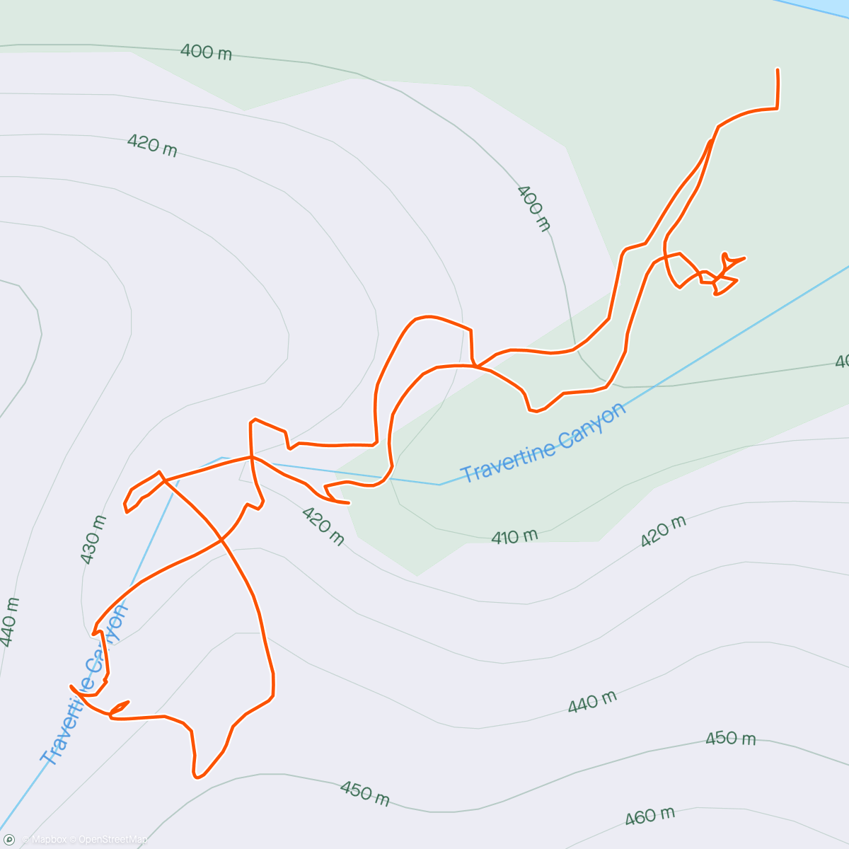 Map of the activity, Travertine Falls