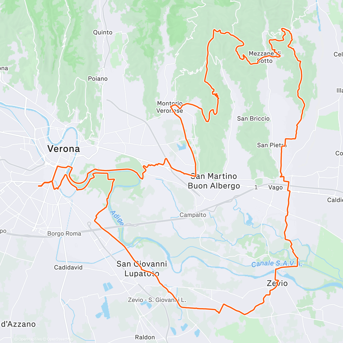 Map of the activity, Verona San Martino Buonalbergo Montorio Castagnè Mezzane di Sotto Zevio San Giovanni Lupatoto Verona