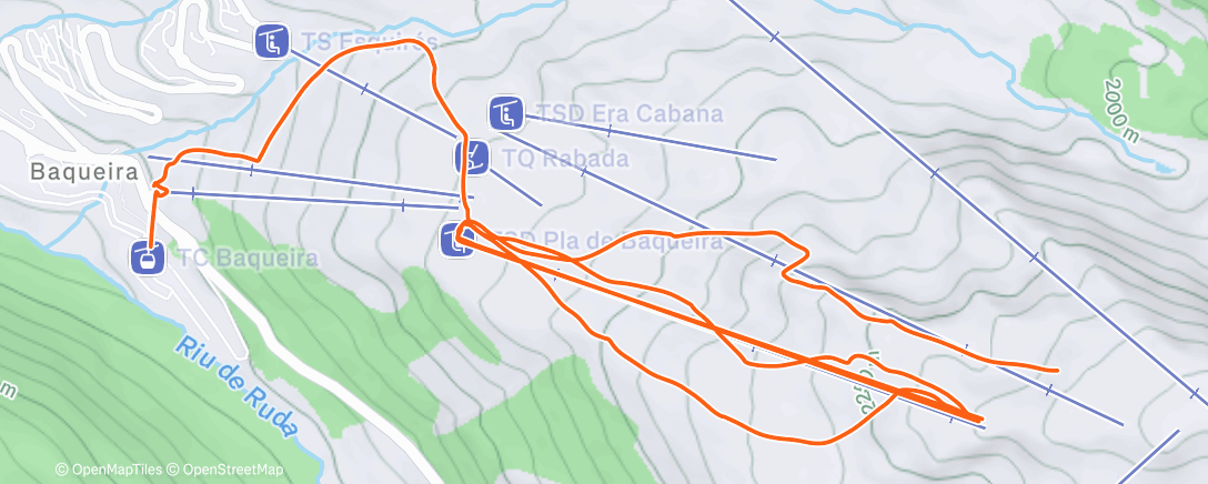 Map of the activity, Esquí alpino por la tarde