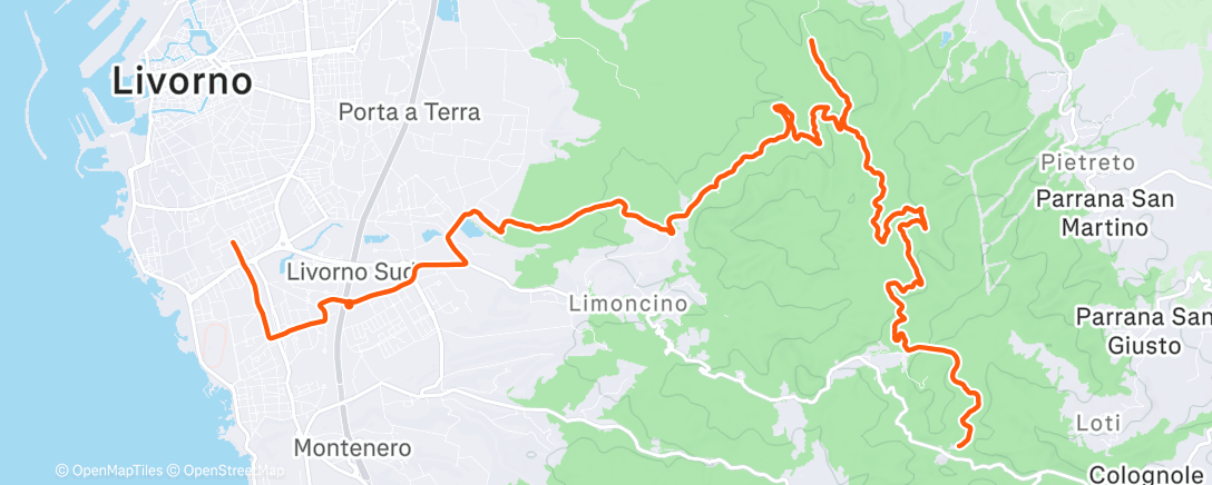 Map of the activity, Sessione di gravel biking mattutina