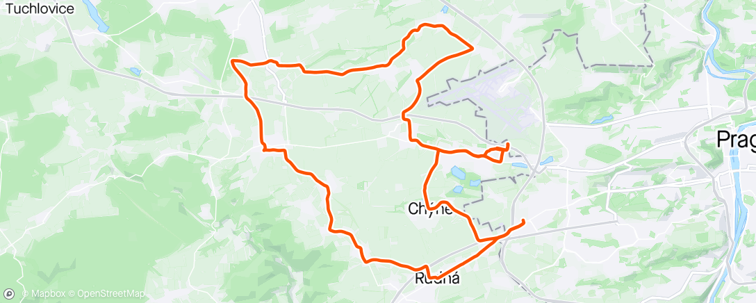 Map of the activity, TT přes Unhošť