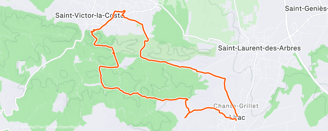 Map of the activity, Carrera de montaña a la tarde