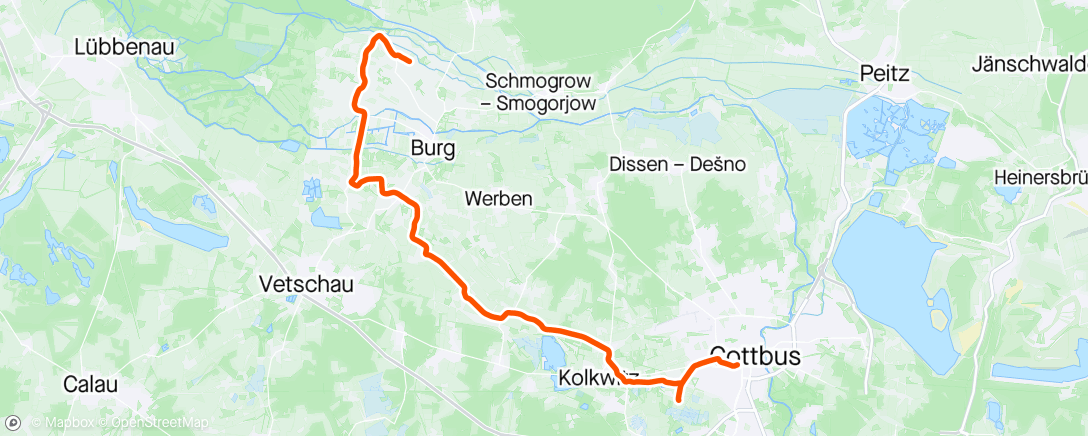 Map of the activity, 84% 25km/h Gegenwind = 32er Schnitt … schnellstes Gravelrad weit und breit