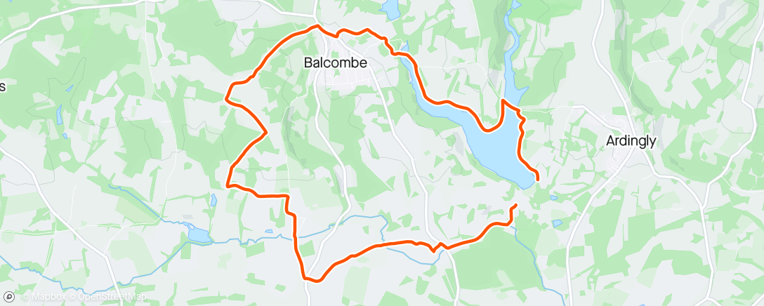 Map of the activity, BHR - Sunday Run - Ardingly Reservoir/Balcombe viaduct run.