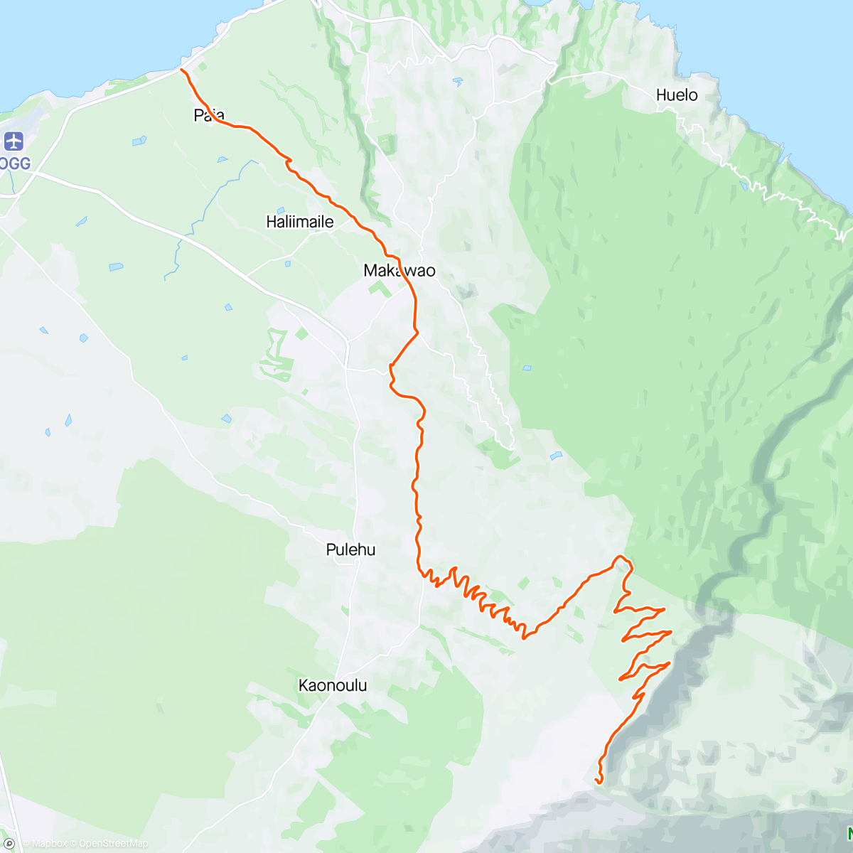 活动地图，ROUVY - 56klm Haleakala downhill road course, Hawaii.
