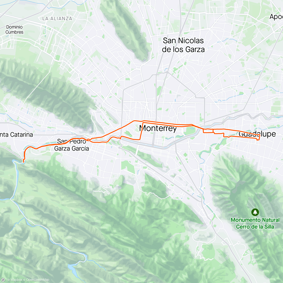 Map of the activity, Rodada a la wazteca con maromota bike