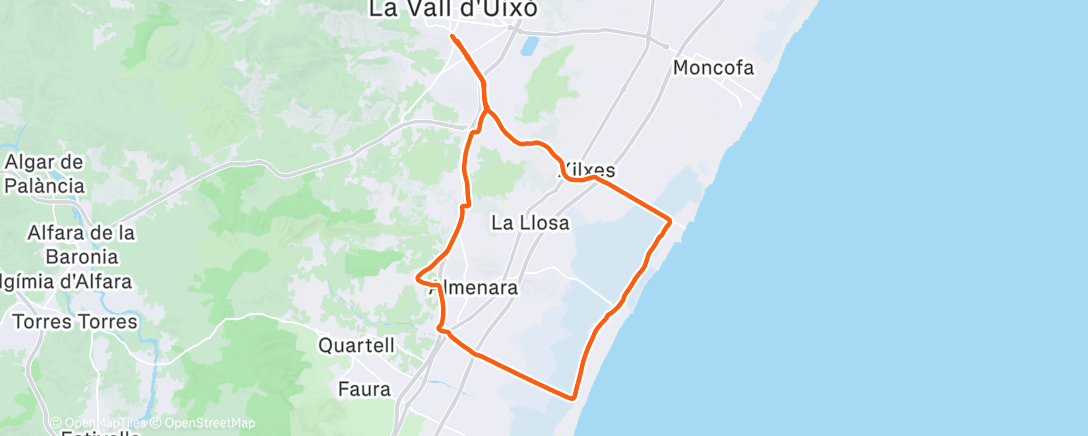 Map of the activity, Bicicleta por la tarde