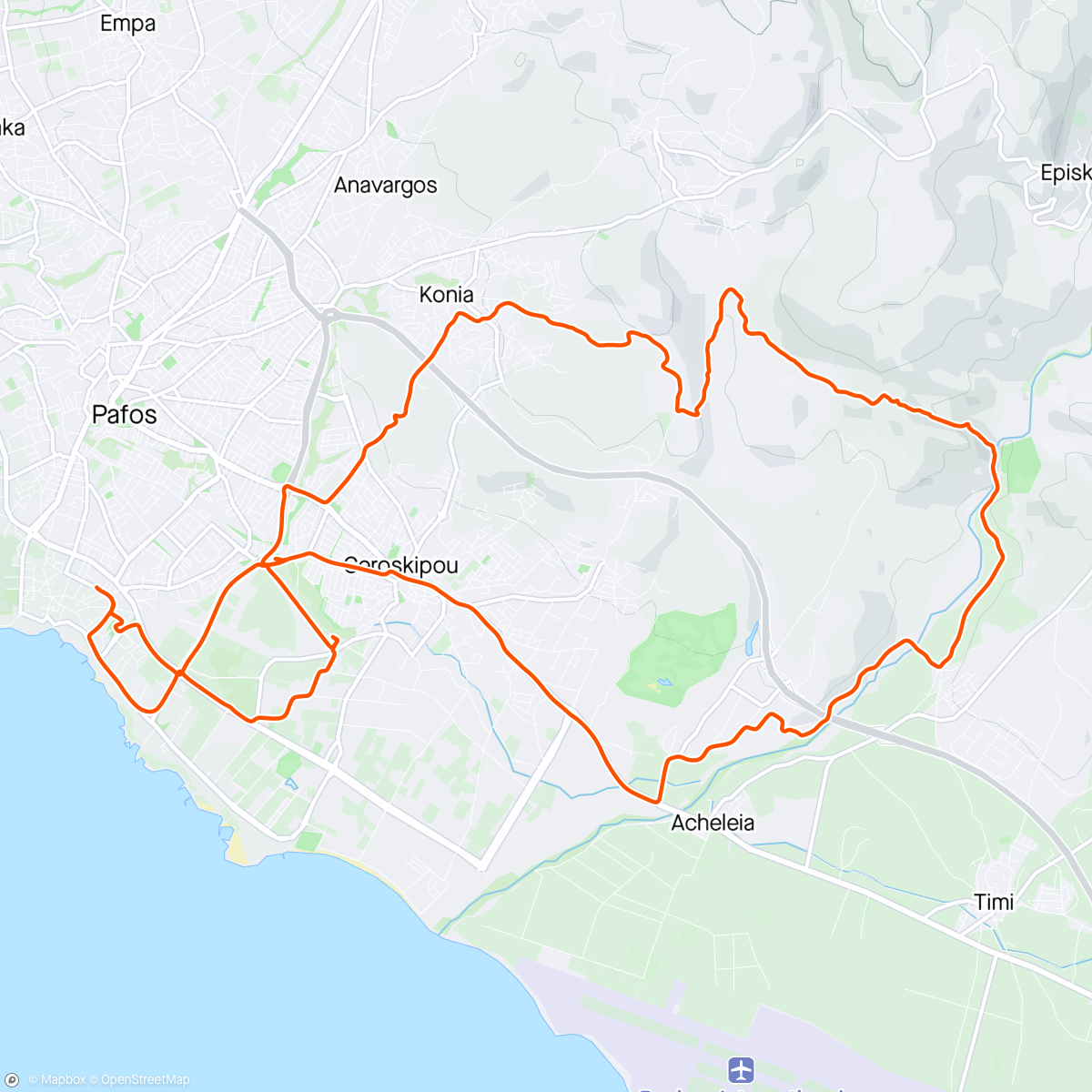 Map of the activity, Paphos Mtb