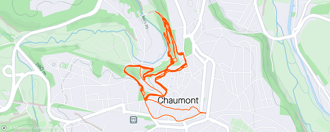Map of the activity, Sortie Trail 2h30 1000D+ a Chaumont - sur les traces de la conquérante .