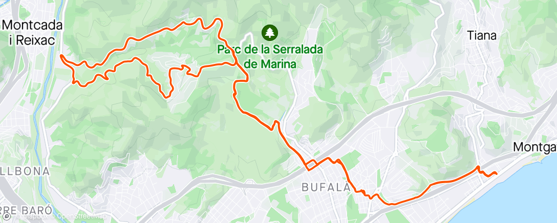Map of the activity, (1.5) Recovery Ride